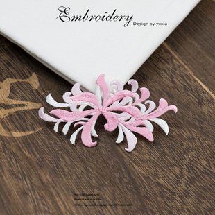 彼岸花刺绣布贴首饰盒包包装饰贴花饰品贴衣服织补羊绒衫补丁贴布