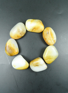 新疆和田玉籽料原石108.7克玉石天然随形原籽黄皮鸡骨白玉手链籽T