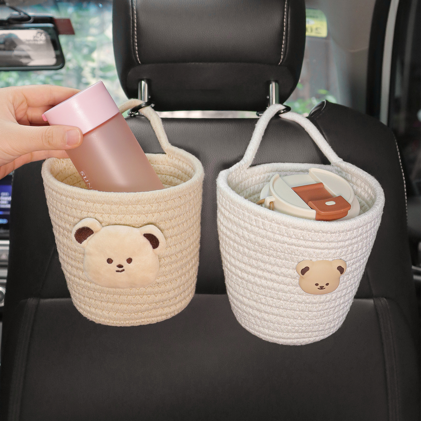 车载座椅挂式收纳编织框