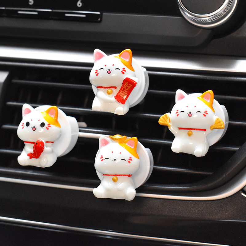 汽车车载风口夹树脂招财猫