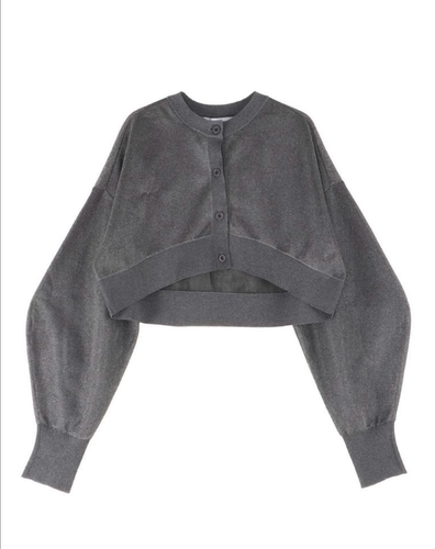 【拍下不退】国内现货UN3D.26春夏纯色圆领短版长袖网纱针织开衫