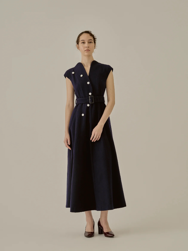 【拍下不退】国内现货AKIRANAKA25秋冬无袖收腰连衣裙