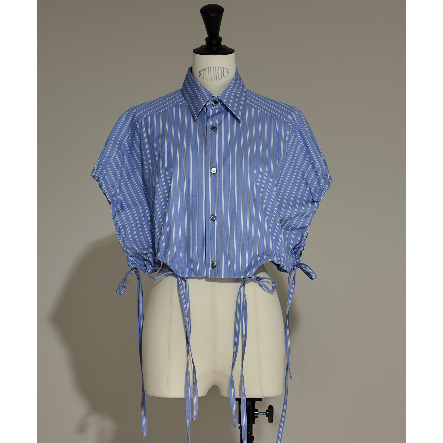 国内现货UJOH25春夏条纹抽绳收腰设计短袖衬衫 拍下不退