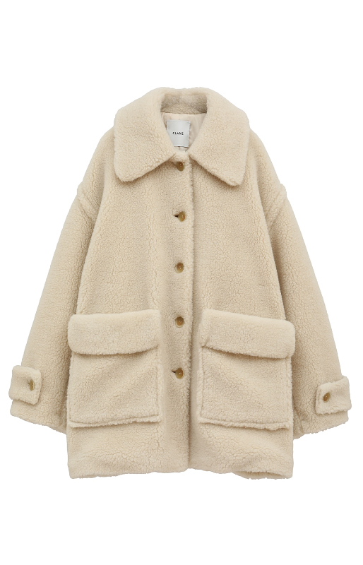 国内现货CLANE松本惠奈24秋冬皮草口袋大衣拍下不退