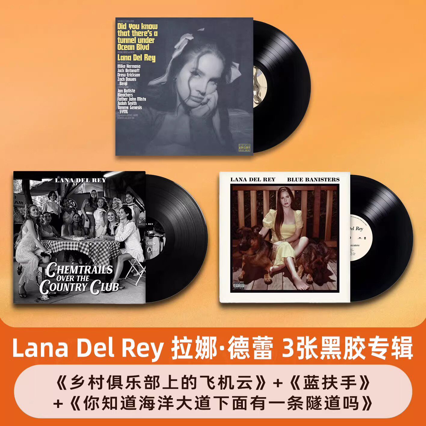 正版 打雷姐LanaDelRey 海底隧道/飞机云/蓝扶手 LP黑胶唱片套装