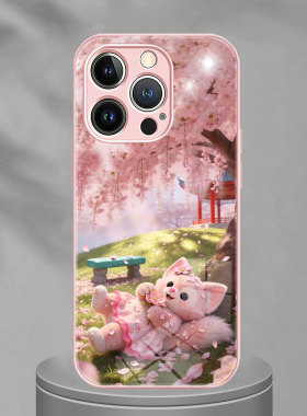 适用古风夏唯美樱花朵玲娜贝儿VIVOS50琳娜贝尔苹果17Pro手机壳iphone15Plus玻璃华为nova15荣耀magic8proair