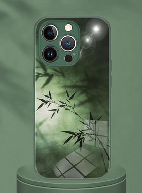 适用iphone17Promax手机壳苹果16e保护套竹子影子禅意艺术风高级感简约绿色VIVOS50Promini华为mate80荣耀500