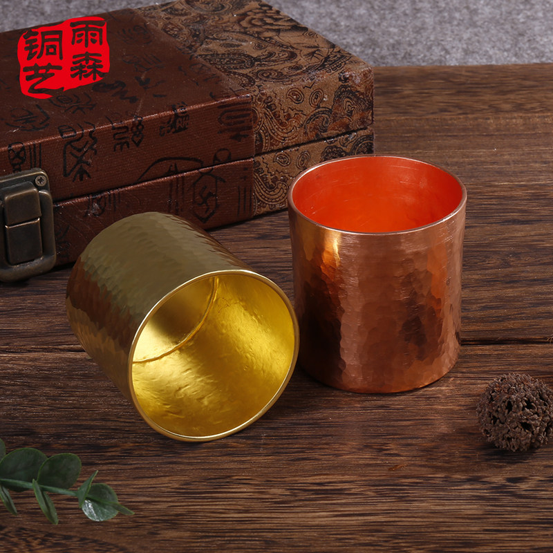 铜杯加厚紫铜水杯黄铜杯咖啡机接粉杯铜蜡烛台铜蜡烛杯包邮