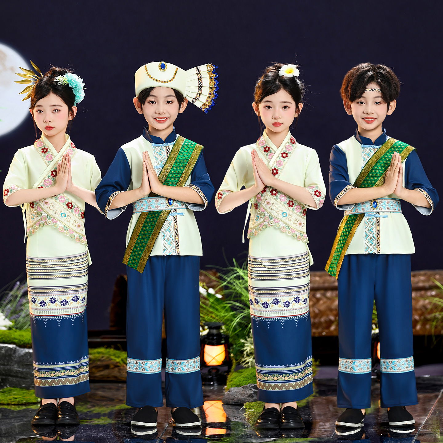 泼水节男女童民族舞蹈新款中袖