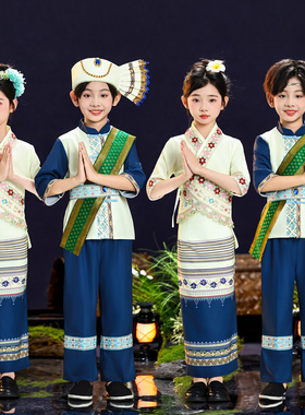 傣族服装男女童新款儿童少数民族传统服饰云南西双版纳泼水节筒裙