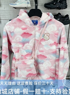 斯凯奇2026马年新款女童亲肤柔软舒适保暖毛绒绒连帽外套L126G015