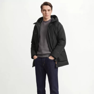 Skechers斯凯奇男款防风多口袋宽松连帽羽绒服保暖外套L426U006