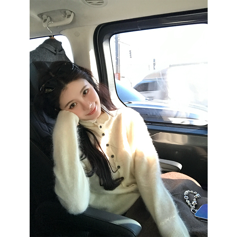 【11.26新品】VASSE美蟹 羊毛拉毛纽扣高领毛衣