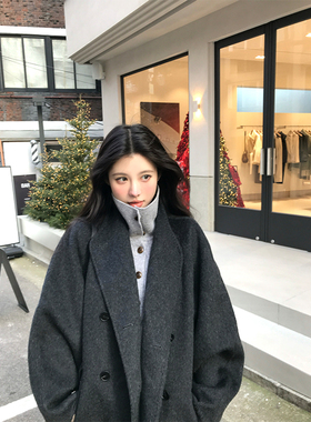 VASSE美蟹 经典高级骆驼绒羊毛双面大衣女秋保暖慵懒廓形毛呢外套