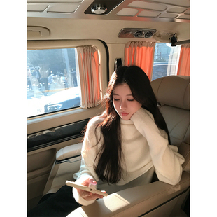 VASSE美蟹 慵懒极简风半高领羊毛打底针织女秋冬百搭两件套上衣