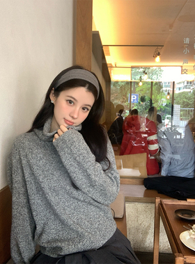 VASSE美蟹百搭羊毛花纱慵懒荡领落肩针织女秋软糯舒适氛围感毛衣