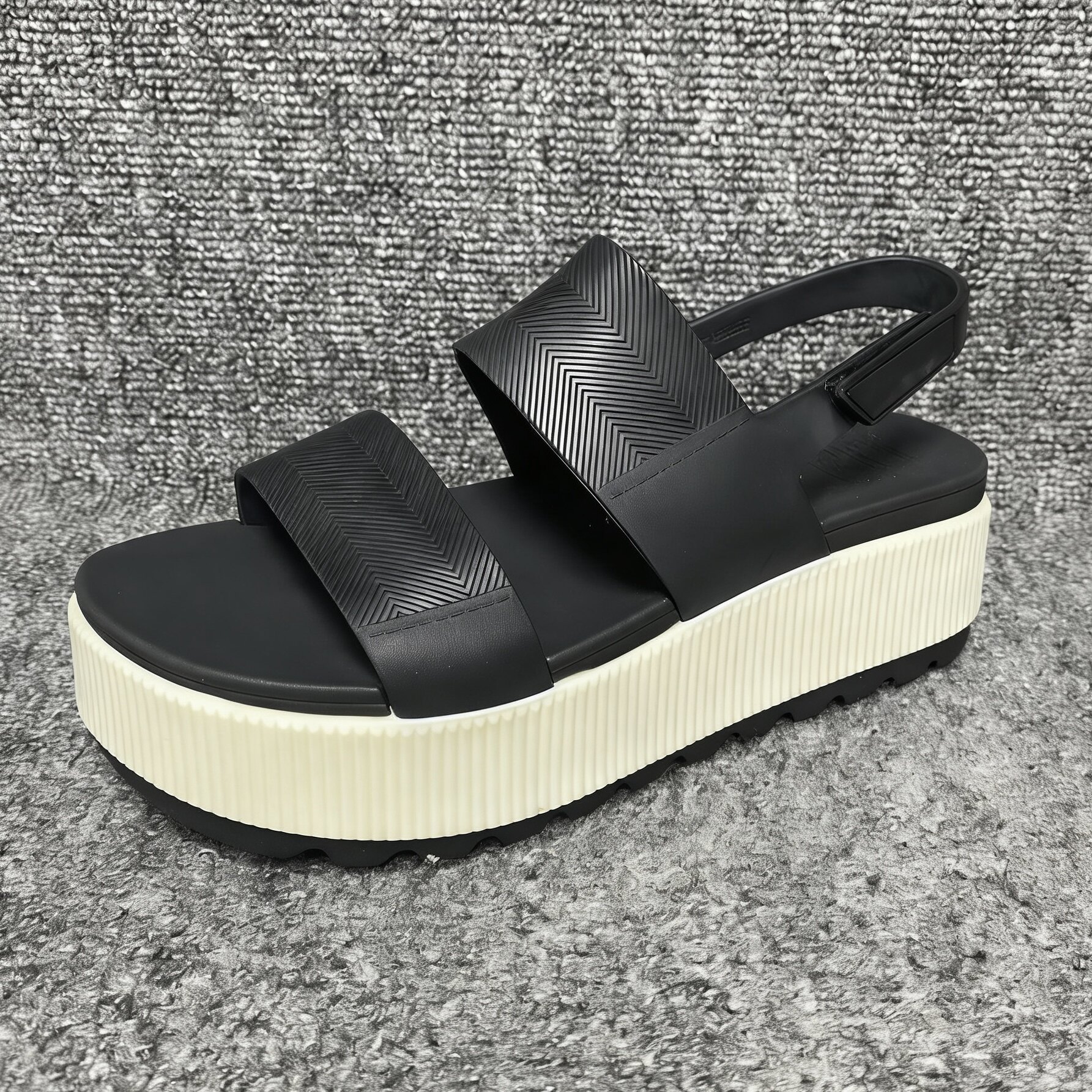 夏季新款拼色双带厚底增高松糕鞋休闲凉鞋