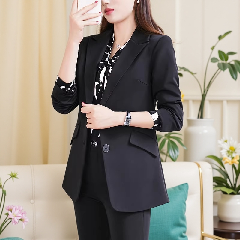 女大学生西装套装大码职场正装休闲风西服春秋胖mm显瘦工作服外套