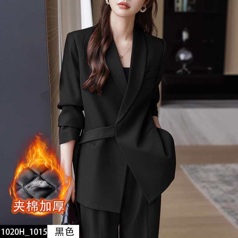 夹棉加厚西装外套女春秋职业套装新款高级感气质休闲显瘦西服工装