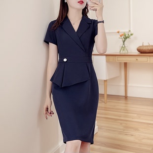 商务风正式场合连衣裙高端职业裙大码西装裙气质美容院工作服裙子