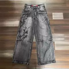 American Retro Distressed Washed Hip-Hop Loose Wide-Leg Jeans Trendy and Cool Y2K Street Vintage Straight Pants