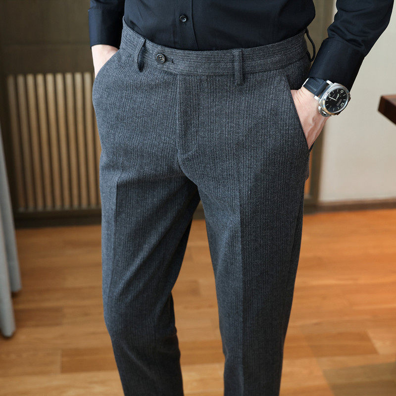 春秋男士休闲裤条纹修身小脚长裤商务西装裤子男抓绒男裤0119w,男装,西裤,淘宝优惠券,粉丝福利购,淘宝优惠卷