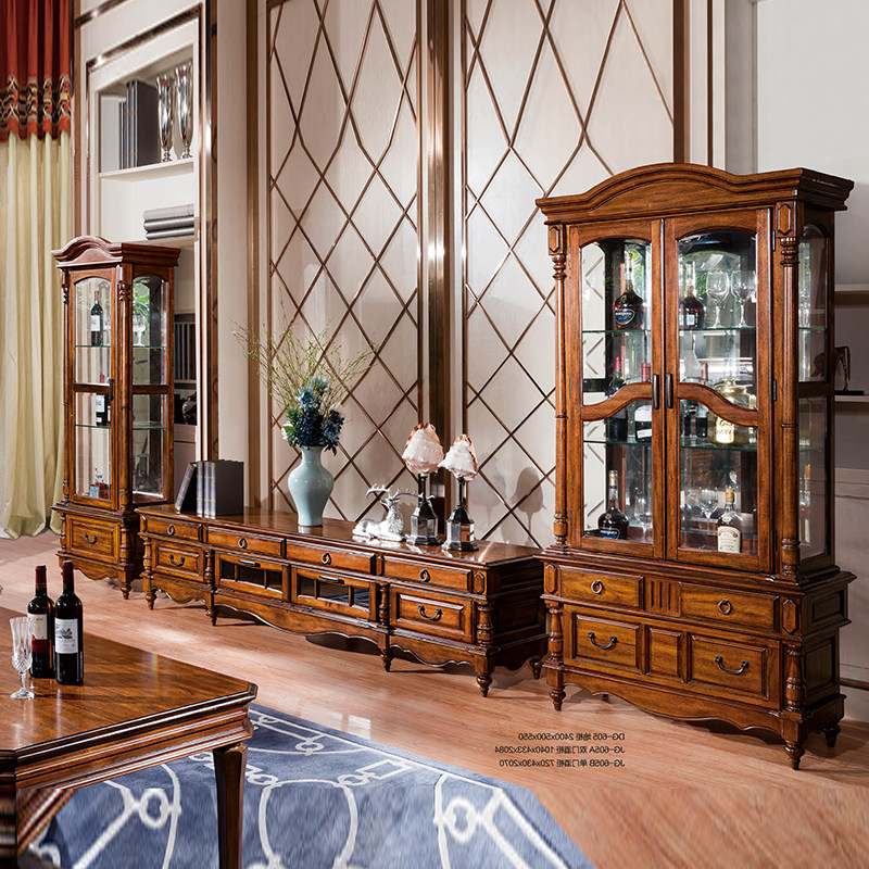 简约乡村实木电视柜定制家用美式客厅家用古典地柜矮柜酒柜组合