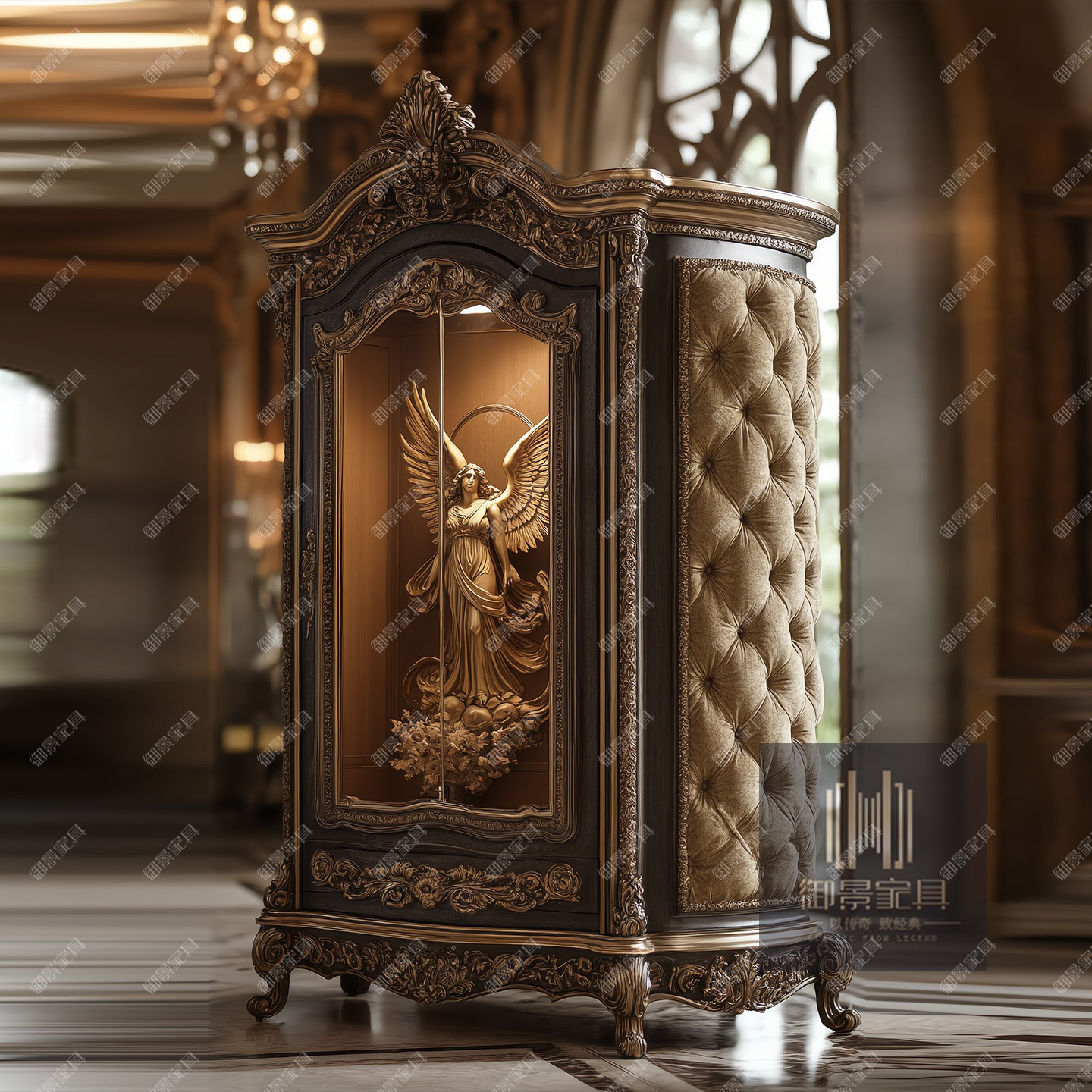 法式实木酒柜欧式古典雕花展示柜客厅装饰柜储物柜餐边柜茶水柜子