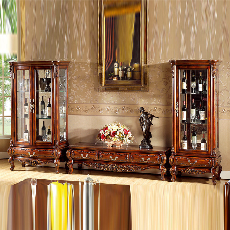欧式复古做旧组合电视柜酒柜家用地柜矮柜客厅展示柜影视柜子定制