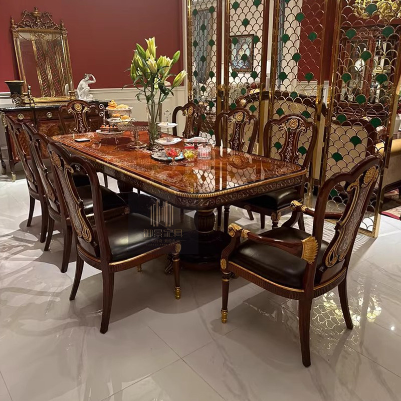 美式实木餐桌椅组合欧式长方形饭桌烤漆全屋定制长方形桌饭桌餐台