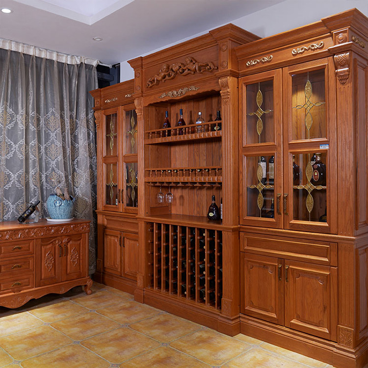 欧式高档全实木组合酒柜酒窖柜子美式奢华雕花展示柜珠宝装饰柜