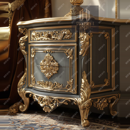 欧式复古实木雕花床头柜收纳柜子