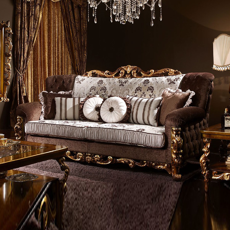 欧式宫廷全实木布艺沙发123组合法式古典单人两人三人位沙发定做
