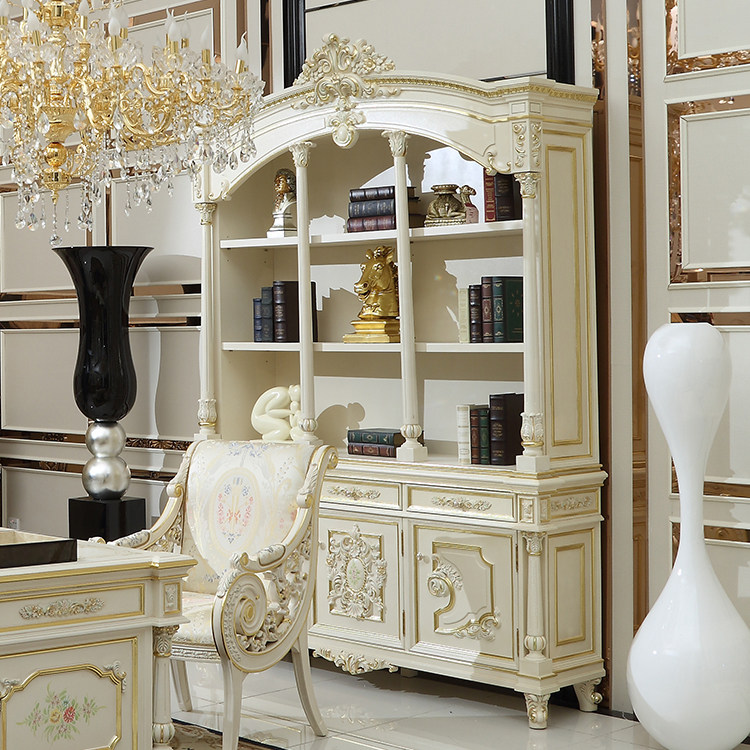 欧式宫廷三门书柜储物柜巴洛克彩绘展示柜珠宝首饰陈列柜子定制