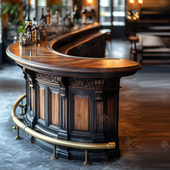 吧桌酒店餐厅会所前台 收银台家庭开放式 美式 实木吧台桌家用欧式