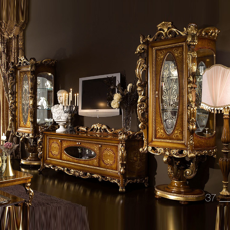 法式高端全实木电视柜组合客厅视听贵家用欧式影视贵展示柜子定制