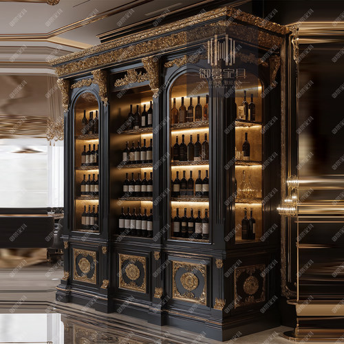 欧式实木玻璃门客厅酒柜展示柜