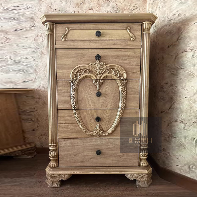 美式乡村实木斗柜仿古白做旧储物柜门厅柜储物柜欧式定制储物柜子