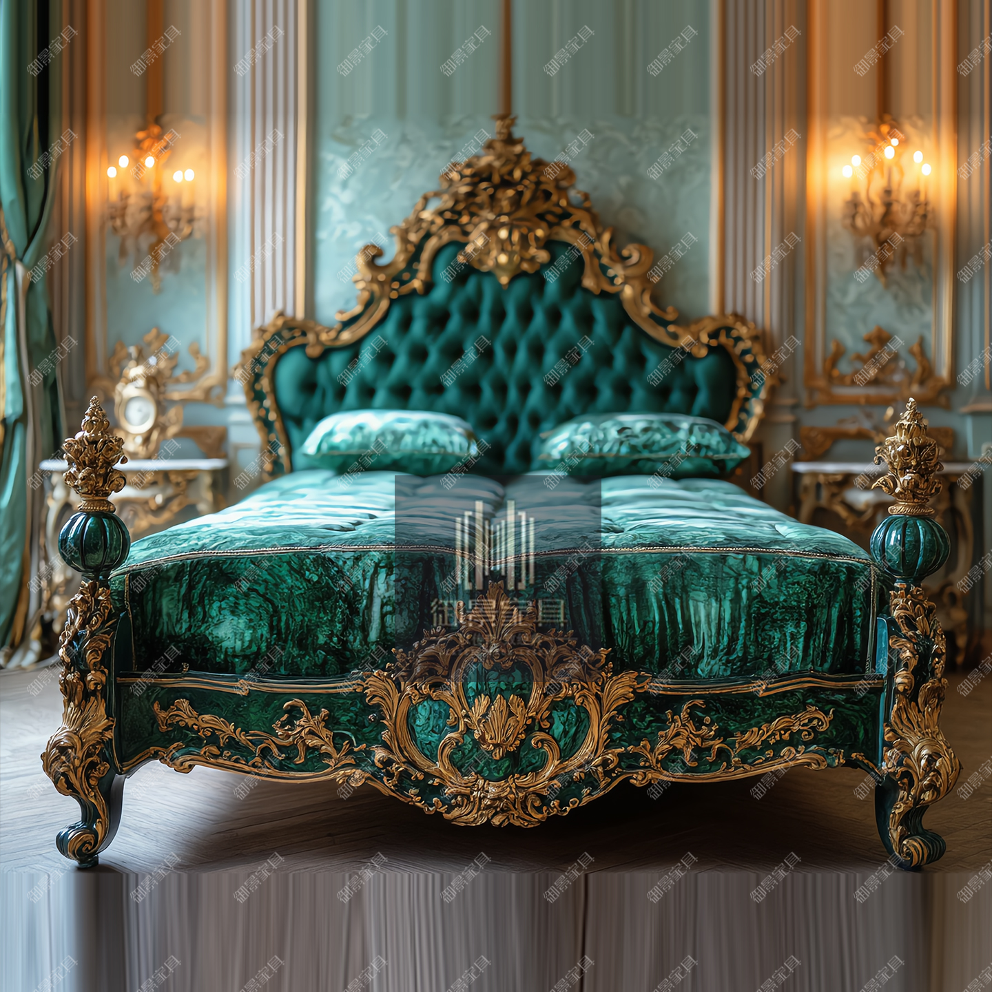 欧式实木床法式复古雕花床卧室双人床别墅主卧床婚床布艺床定制