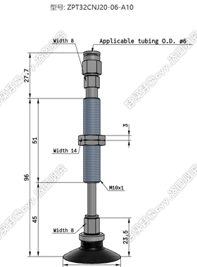 SMC原装正品ZP系列真空吸盘带肋平型带缓冲器ZPT32CNJ20-06-A10