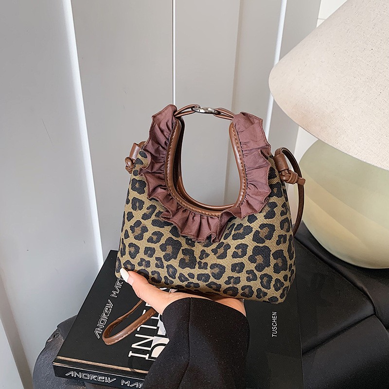 秋冬新款韩系豹纹猫咪双肩