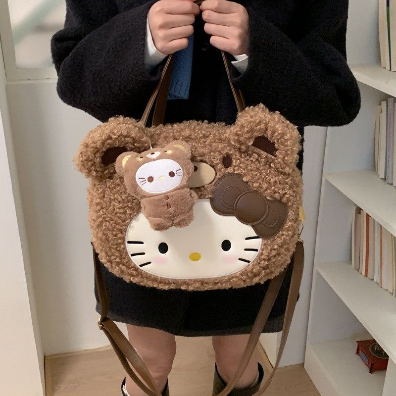 韩版复古豹纹卡通单肩斜挎包包女小众设计甜美蝴蝶结时尚双肩包