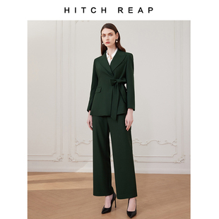 希区瑞普原创设计收腰优雅OL精纺羊毛西装套装阿拉善盟细羊毛廓形