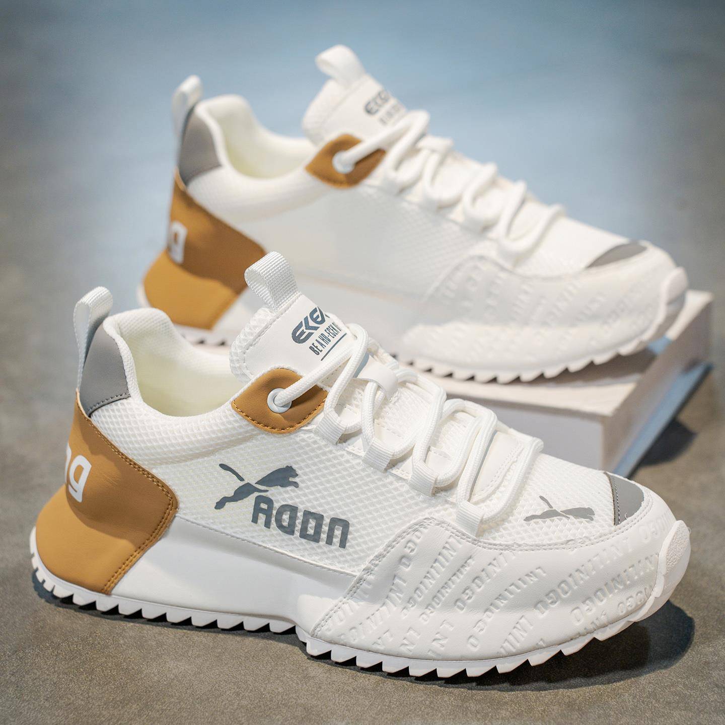 男鞋2025新款夏季透气网面休闲运动鞋青少年百搭小白老爹潮鞋秋季