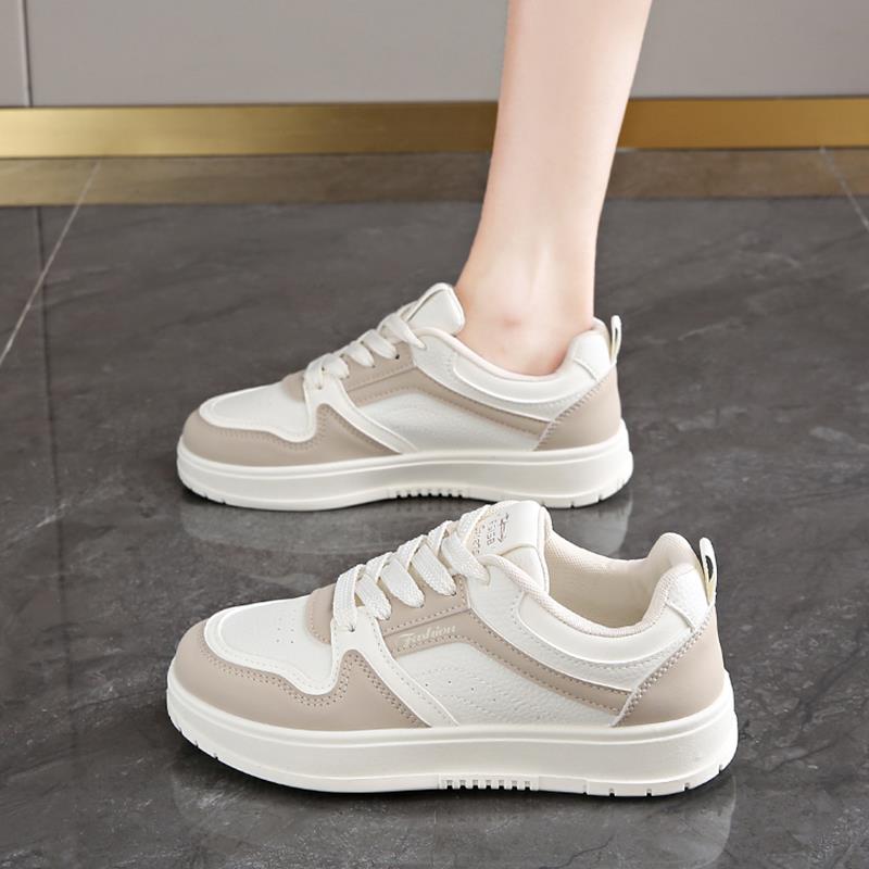 鞋子女款2025新款秋季皮面通勤百搭休闲板鞋厚底不累脚防滑运动鞋