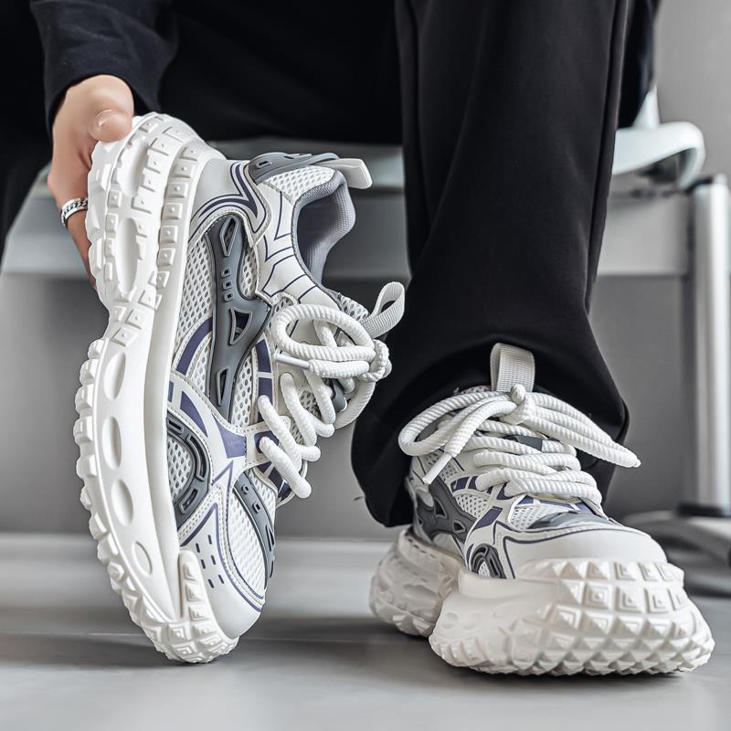 莆田男鞋秋季网面透气潮牌休闲百搭轮胎底增高跑步港风运动老爹鞋