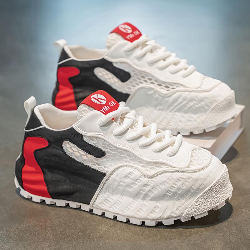 男鞋秋季2025新款网面透气百搭休闲运动鞋厚底增高黑武士老爹潮鞋