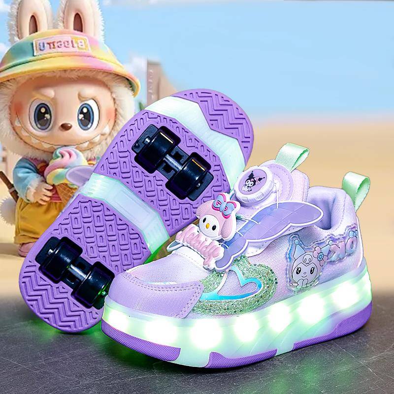 女童暴走鞋2025新款秋季四轮可拆卸儿童轮滑溜冰鞋亮灯旋钮小学生