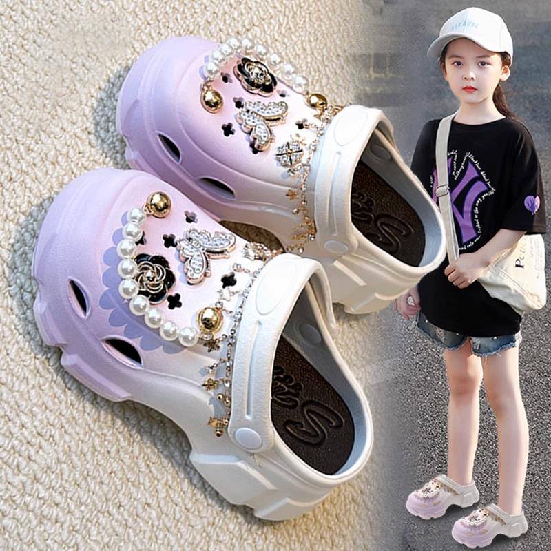 女童洞洞鞋2025新款夏季儿童公主拖鞋踩屎感防滑时尚女孩沙滩凉拖