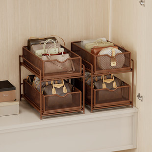 包包收纳置物架衣柜内分层隔板放包架子柜内多层可抽拉内衣放置架